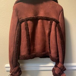 All Saints Burgundy Shearling